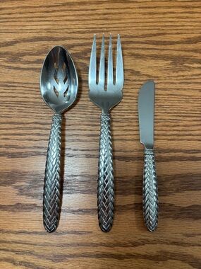 Vintage RALPH LAUREN Equestrian Braid Stainless Serving Pieces Lot of 3
